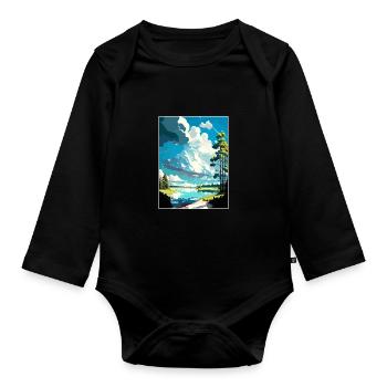 Leksand Suède Vintage voyage affiche WPA Souvenir - Body Bébé bio manches longues - noir - Devant