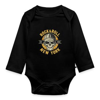 New York Rock & Roll Music Vintage USA America - Organic Longsleeve Baby Bodysuit - black - Front