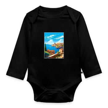 Dubrovnik Croatie Vintage voyage affiche Souvenir - Body Bébé bio manches longues - noir - Devant