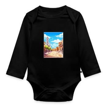 Valladolid Espagne Vintage voyage affiche Souvenir - Body Bébé bio manches longues - noir - Devant