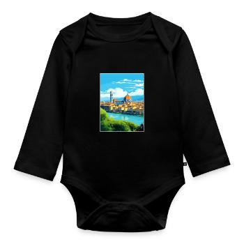 Florence Italy Decoration Vintage Travel Poster - Organic Longsleeve Baby Bodysuit - black - Front