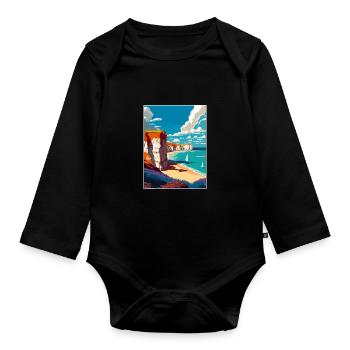 Westgate On Sea England Vintage Reiseposter WPA - Baby Bio-Langarm-Body - Schwarz - Vorne