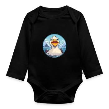 Canard Aquarelle Dessin Animé Kawaii Animal De Compagnie Coloré - Body Bébé bio manches longues - noir - Devant