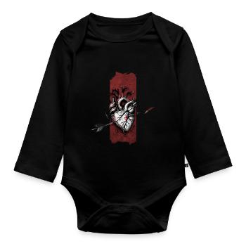 Amour perçant : Flèche à travers le cœur - Body Bébé bio manches longues - noir - Devant