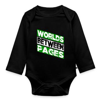 reading habits birthday present idea stress relief - Organic Longsleeve Baby Bodysuit - black - Front