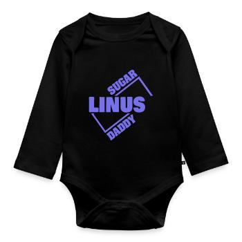 Linus as a sugar daddy - Organic Longsleeve Baby Bodysuit - black - Front