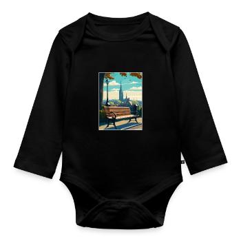 Hampstead Heath London Vintage Travel Poster WPA - Organic Longsleeve Baby Bodysuit - black - Front