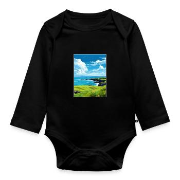 Rame Halbinsel Cornwall Vintage Reiseposter WPA - Baby Bio-Langarm-Body - Schwarz - Vorne