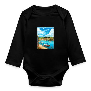 St Austell Cornwall Vintage voyage affiche Souvenir - Body Bébé bio manches longues - noir - Devant