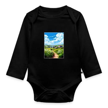 Porthoustock Cornouailles Vintage voyage affiche WPA - Body Bébé bio manches longues - noir - Devant