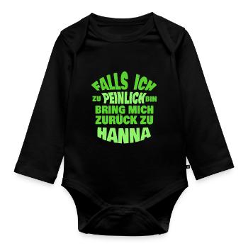 Jungesellenabschied Hanna - Baby Bio-Langarm-Body - Schwarz - Vorne