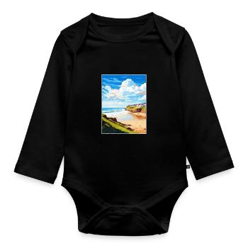 Polzeath Cornwall Vintage voyage affiche Souvenir - Body Bébé bio manches longues - noir - Devant