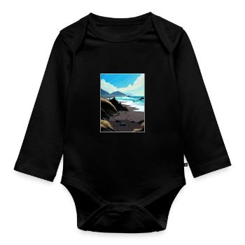 Black Sands Beach Decorschwarzes Kalifornisches Souvenir - Baby Bio-Langarm-Body - Schwarz - Vorne