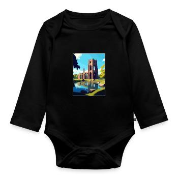 Brunnen Abtei Vintage Reiseposter WPA Souvenir - Baby Bio-Langarm-Body - Schwarz - Vorne