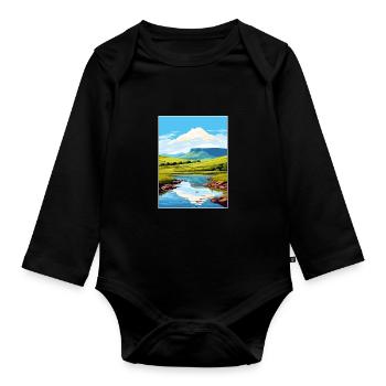 Brecon Beacons Vintage Travel Poster WPA Souvenir - Organic Longsleeve Baby Bodysuit - black - Front