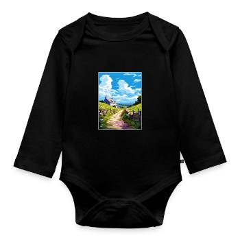 St Neot Cornwall Vintage Reiseposter Souvenir - Baby Bio-Langarm-Body - Schwarz - Vorne