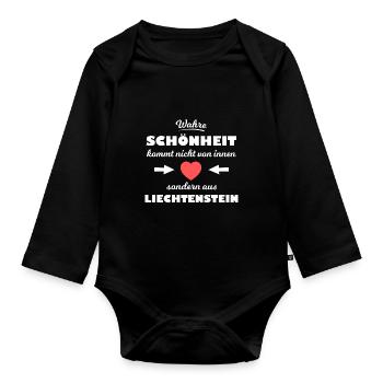 La beauté du Liechtenstein - Body Bébé bio manches longues - noir - Devant
