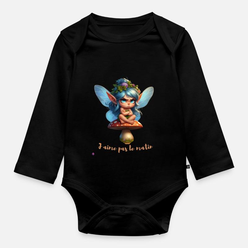 J aime pas le matin - Body Bébé bio manches longues - noir