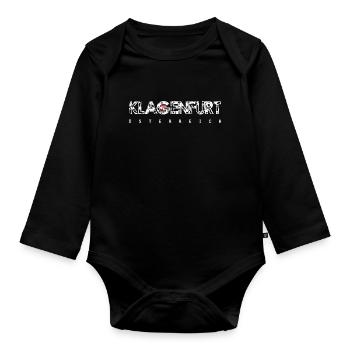 Klagenfurt, Autriche, Typographie en détresse - Body Bébé bio manches longues - noir - Devant