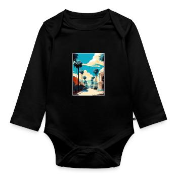 Beverly Hills Kalifornien Vintage Reiseposter WPA - Baby Bio-Langarm-Body - Schwarz - Vorne