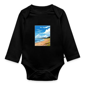 Anchor Point Beach Alaska Affiche de voyage Vintage - Body Bébé bio manches longues - noir - Devant