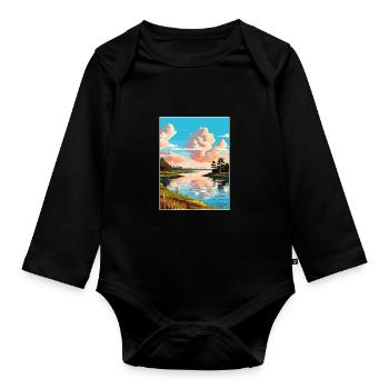 Toledo Bend Reservoir Texas Vintage Travel Poster - Organic Longsleeve Baby Bodysuit - black - Front