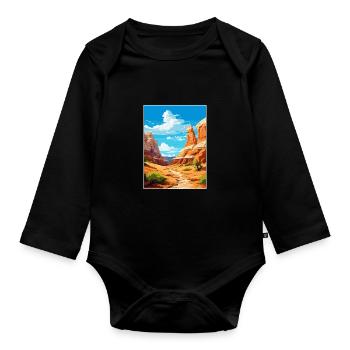 Große Treppe Utah Wüste Vintage Reiseposter - Baby Bio-Langarm-Body - Schwarz - Vorne