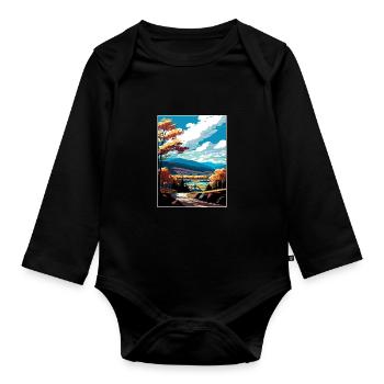 The Catskills New York State Vintage Travel Poster - Organic Longsleeve Baby Bodysuit - black - Front