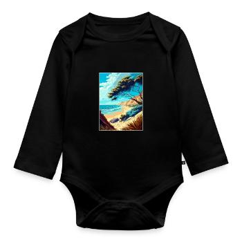 Carpinteria Bluffs Kalifornien Reiseposter - Baby Bio-Langarm-Body - Schwarz - Vorne