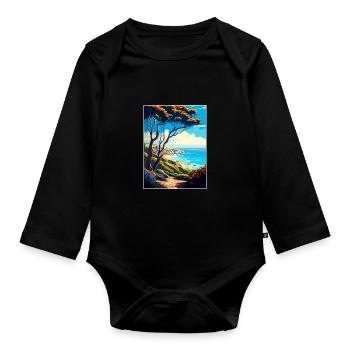 Carpinteria Bluffs Kalifornien Reiseposter - Baby Bio-Langarm-Body - Schwarz - Vorne