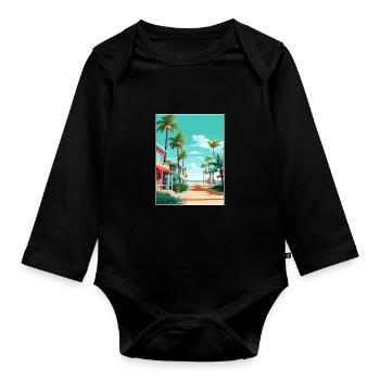 South Beach Texas Vintage Travel Poster Souvenir - Organic Longsleeve Baby Bodysuit - black - Front