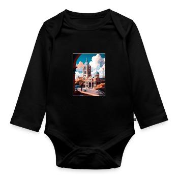 San Antonio Texas Vintage Travel Poster Souvenir - Organic Longsleeve Baby Bodysuit - black - Front