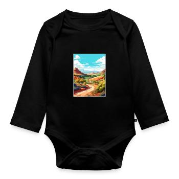 Mount Scott Texas Vintage Reiseposter Souvenir - Baby Bio-Langarm-Body - Schwarz - Vorne