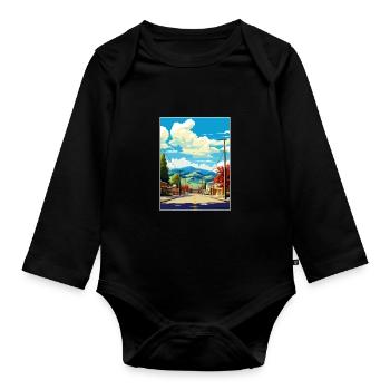 Zeder Utah Vintage Reiseposter WPA Souvenir - Baby Bio-Langarm-Body - Schwarz - Vorne