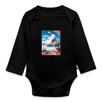 Florence Arizona Vintage Reise Poster Souvenir - Baby Bio-Langarm-Body - Schwarz - Vorne