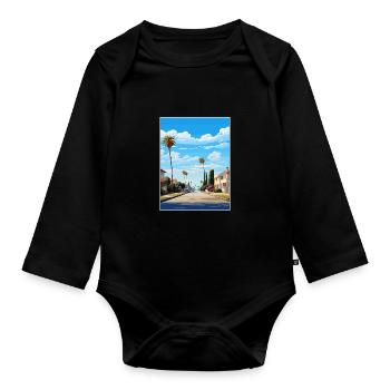 Ventura Californie Vintage voyage affiche Souvenir - Body Bébé bio manches longues - noir - Devant