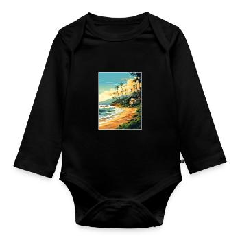 North Shore Hawaii Vintage Travel Poster Souvenir - Organic Longsleeve Baby Bodysuit - black - Front