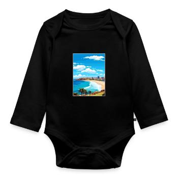 Bondi Beach Australien Vintage Reiseposter WPA - Baby Bio-Langarm-Body - Schwarz - Vorne