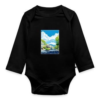 Christchurch New Zealand Vintage Travel Poster WPA - Organic Longsleeve Baby Bodysuit - black - Front