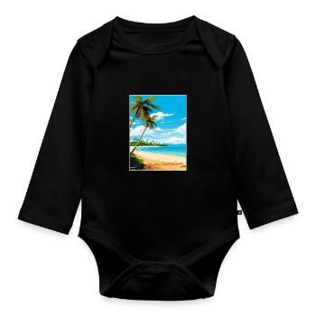 Hamilton Island Australia Deco Travel Poster - Organic Longsleeve Baby Bodysuit - black - Front