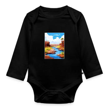 Karijini Nationalpark Australien Reiseposter - Baby Bio-Langarm-Body - Schwarz - Vorne