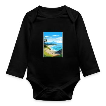 Rakiura Nationalpark Neuseeland Reiseposter - Baby Bio-Langarm-Body - Schwarz - Vorne