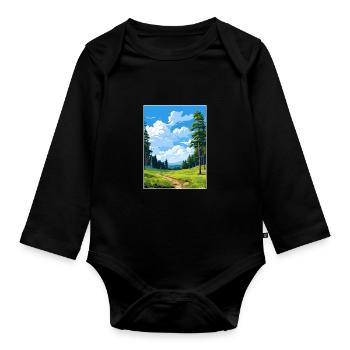 Kaitoke Regional Park Neuseeland Reiseposter - Baby Bio-Langarm-Body - Schwarz - Vorne