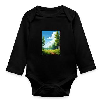 Kaitoke Regional Park New Zealand Travel Poster - Organic Longsleeve Baby Bodysuit - black - Front