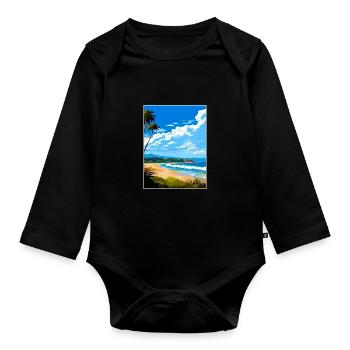 Byron Bay Australie Vintage voyage affiche Souvenir - Body Bébé bio manches longues - noir - Devant