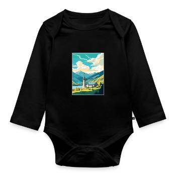 San Martin De Los Andes Vintage Travel Poster WPA - Organic Longsleeve Baby Bodysuit - black - Front