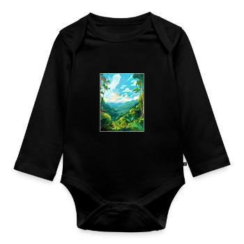 Amazone Rainforest Vintage voyage affiche Souvenir - Body Bébé bio manches longues - noir - Devant