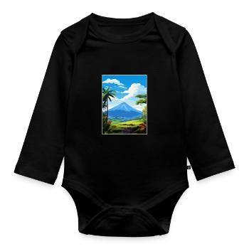 La Fortuna Costa Rica Vintage Reiseposter WPA - Baby Bio-Langarm-Body - Schwarz - Vorne