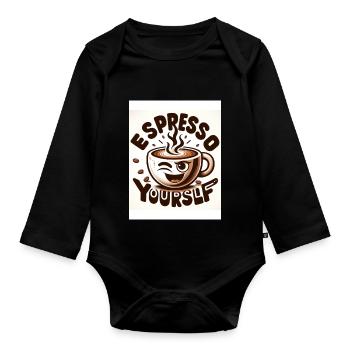 Espresso yourself - Baby Bio-Langarm-Body - Schwarz - Vorne
