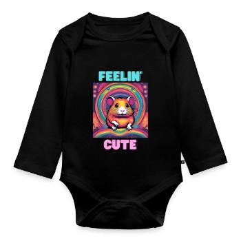 Se sentir mignon - Body Bébé bio manches longues - noir - Devant